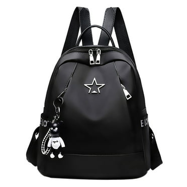 JESPER Fshion Women Girl Pure Color Leather Mini School Bag Backpack Shoulder Bag Black 
